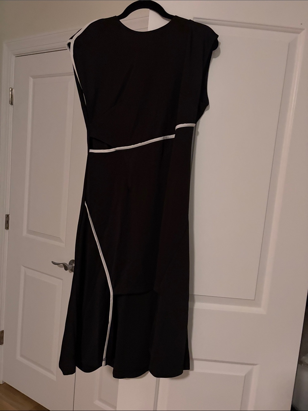 Black Dress with White Piping - Classic Women's Dress